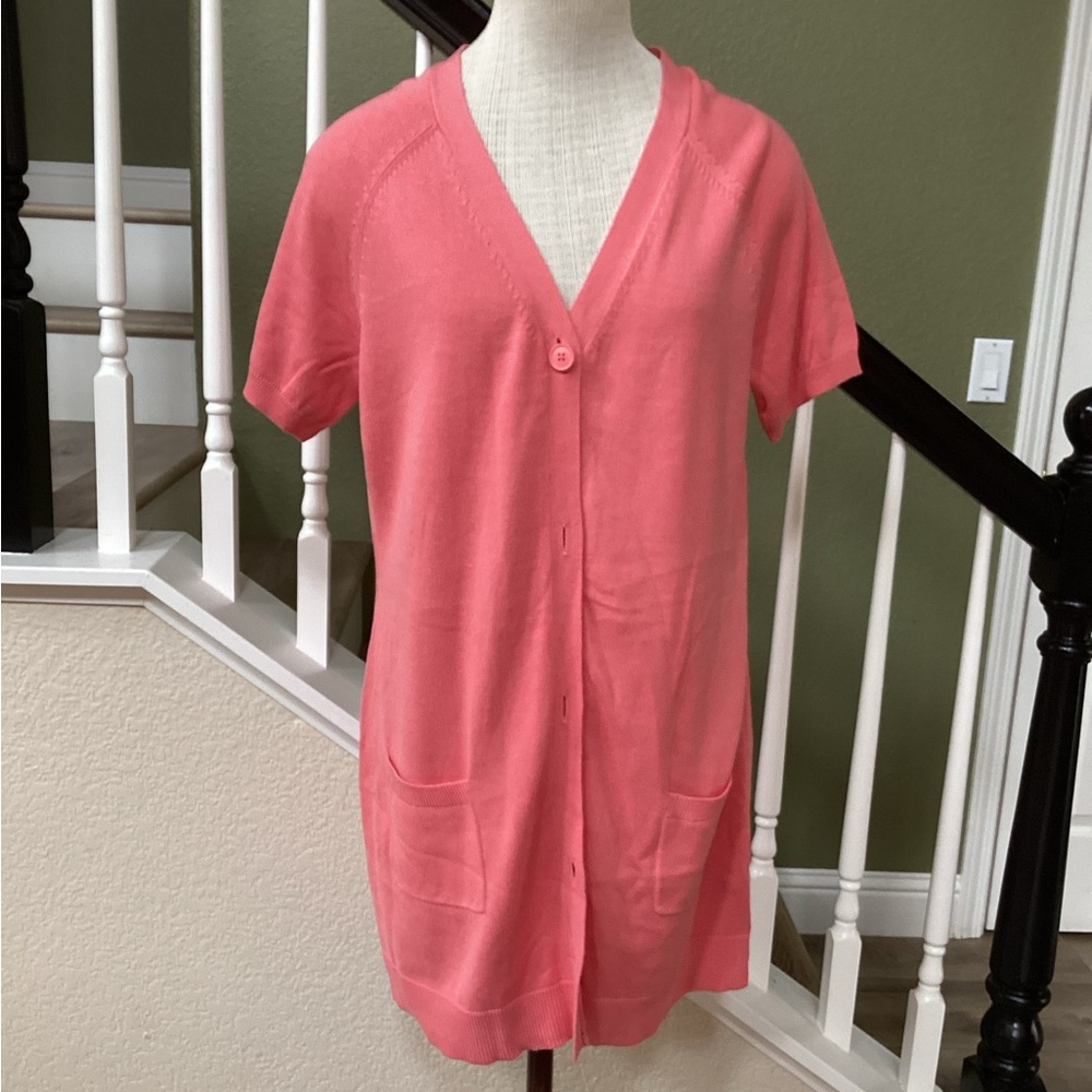 Worthington Pink Button-Up Cardigan L